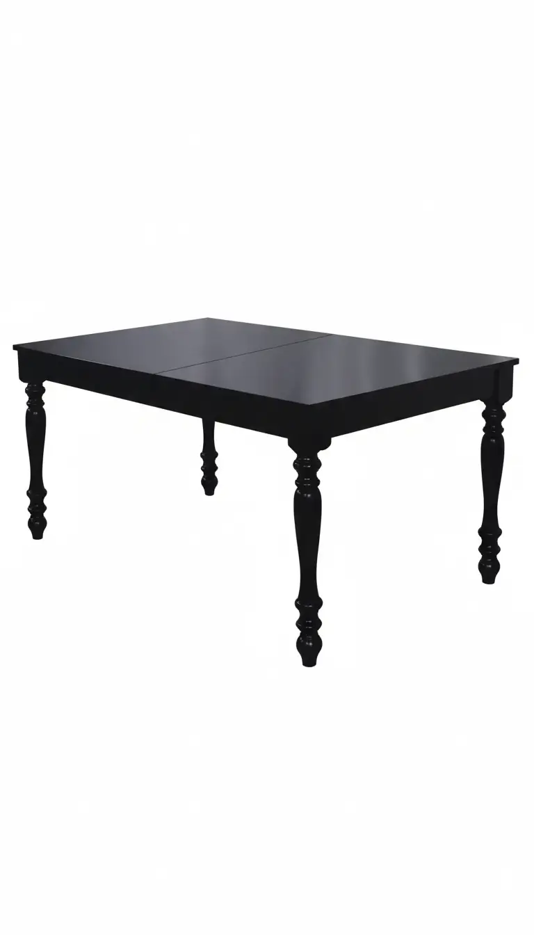 Black wooden modern table rental for formal events in Northwest Indiana