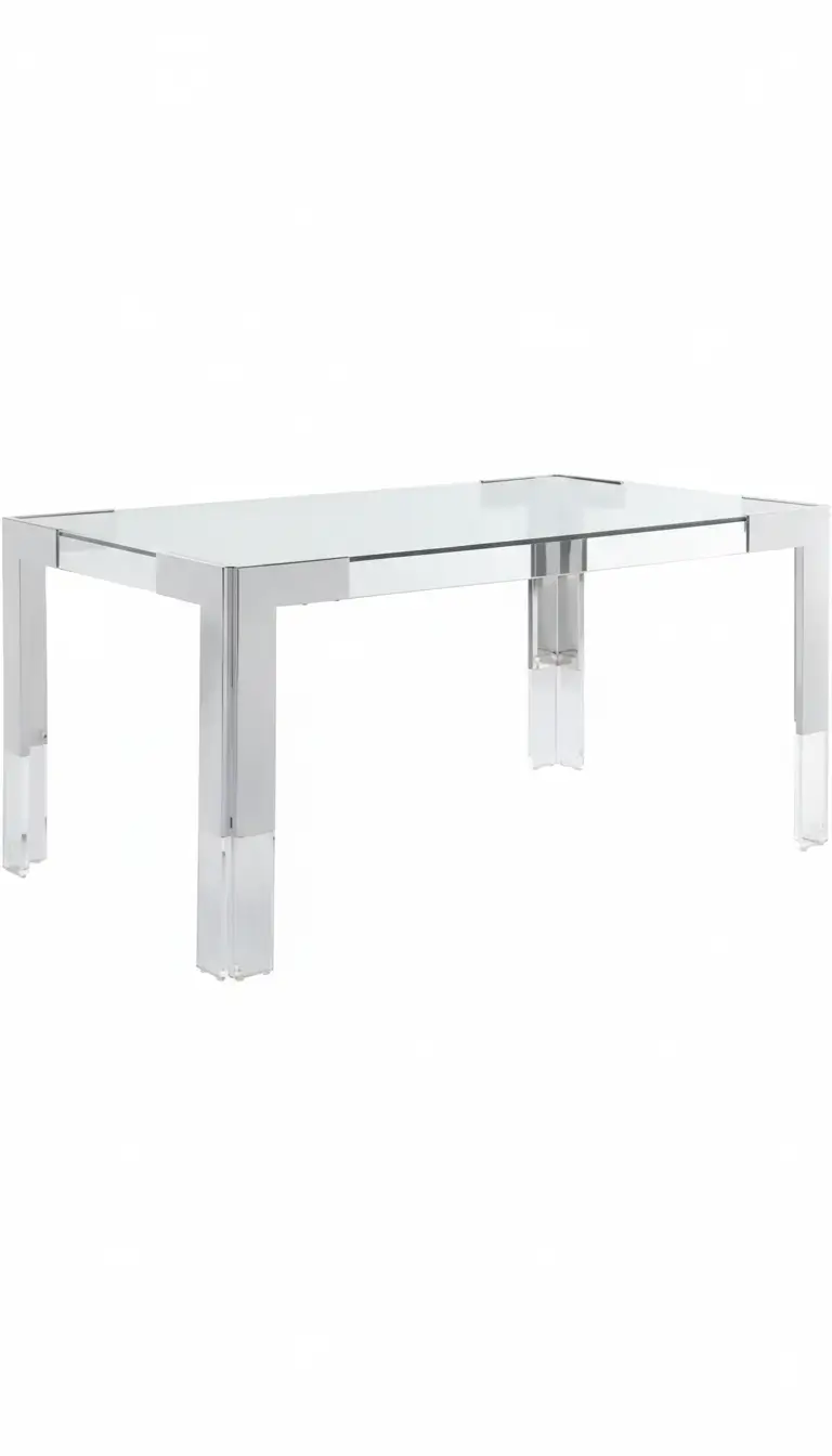 Glass chrome modern table rental for galas and corporate events in Northwest Indiana