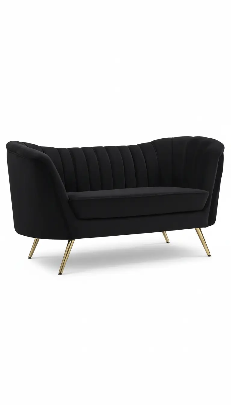 Black velvet loveseat rental for galas and upscale events in Chicago suburbs