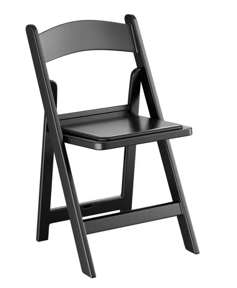 Black folding chair rentals for events in Chicago suburbs and Northwest Indiana