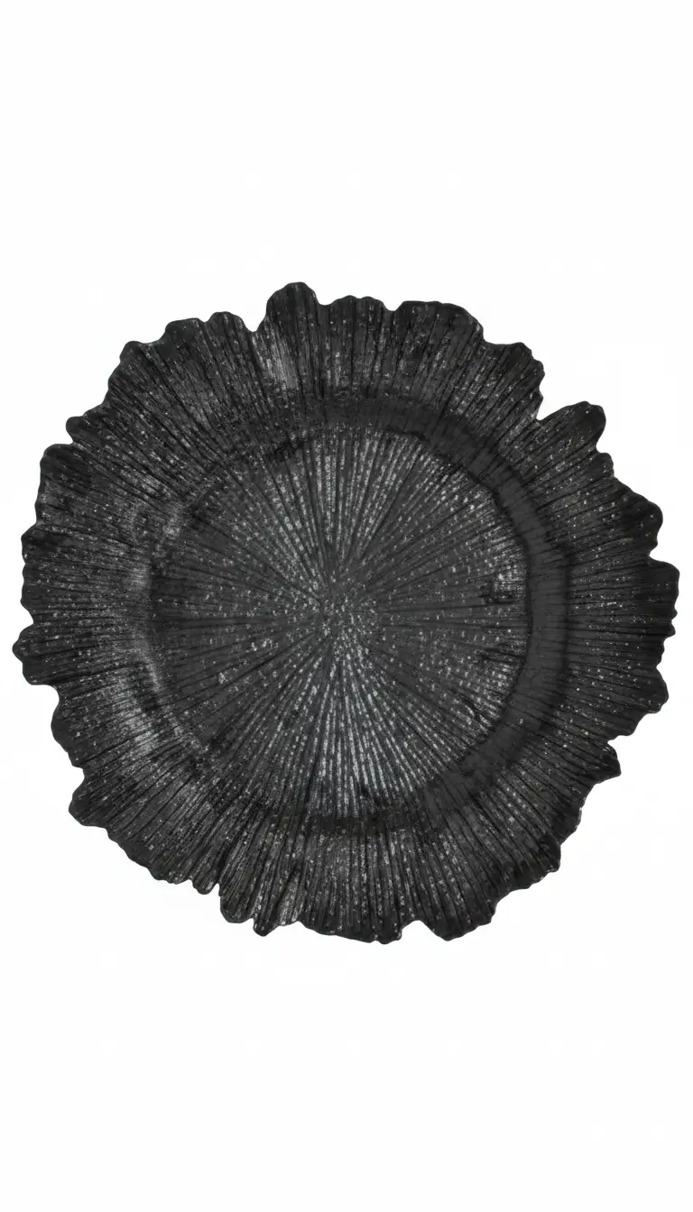 Black reef charger plate rental for galas and corporate events in Chicagoland