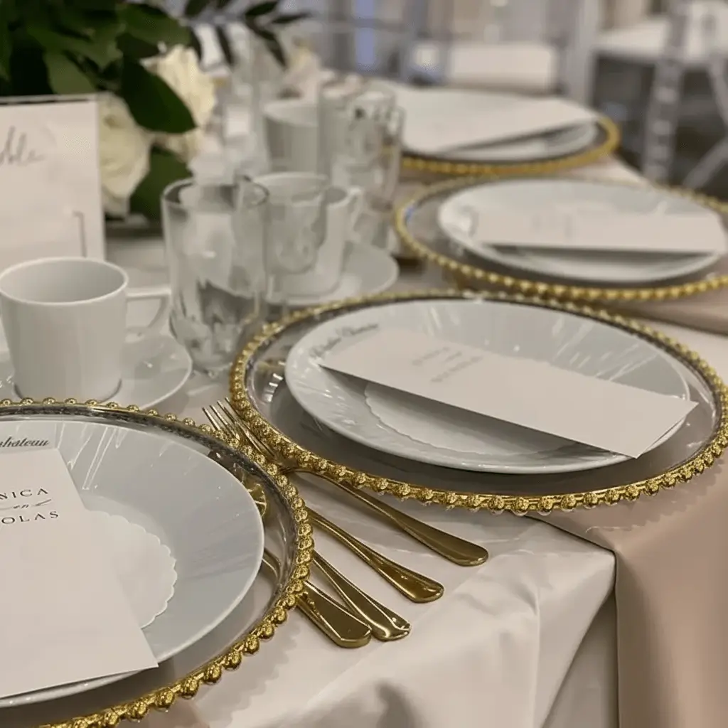 Charger plate rentals for weddings and formal events in Chicagoland and Northwest Indiana