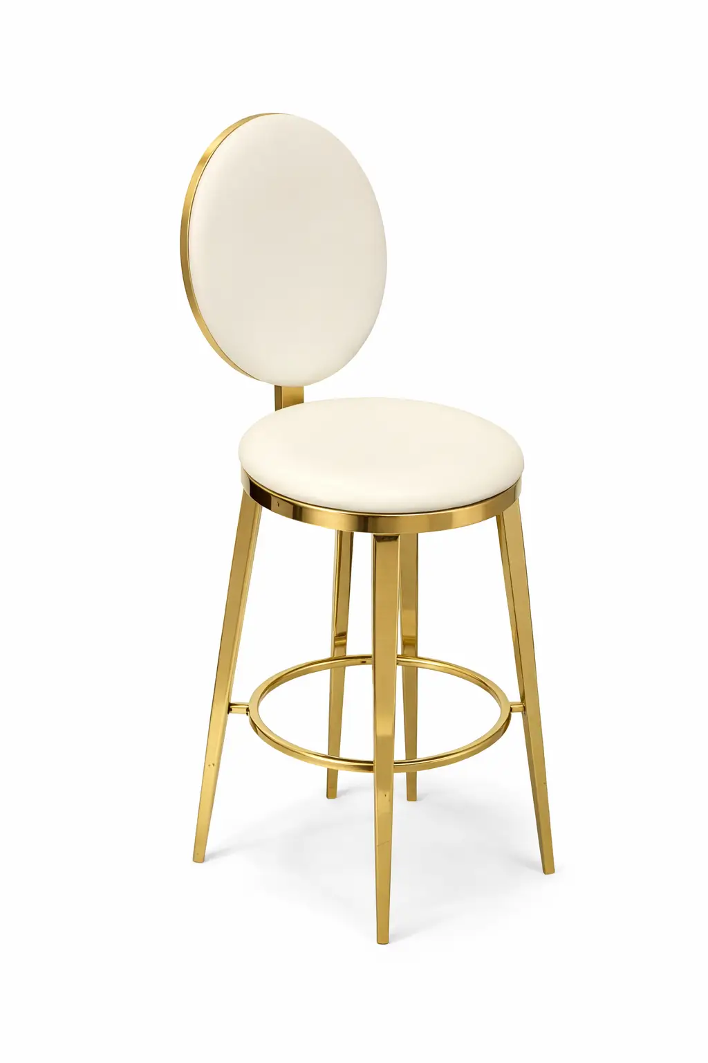 Gold O-back cushion bar stool rentals for corporate events and galas in Chicago suburbs