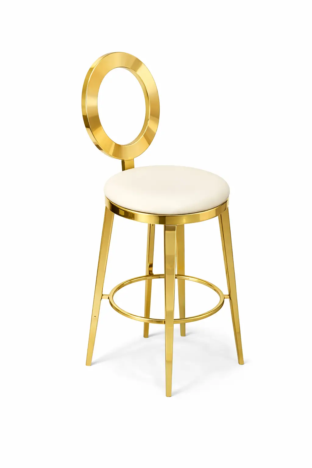 Gold O-back bar stool rentals for cocktail hours and weddings in Chicagoland