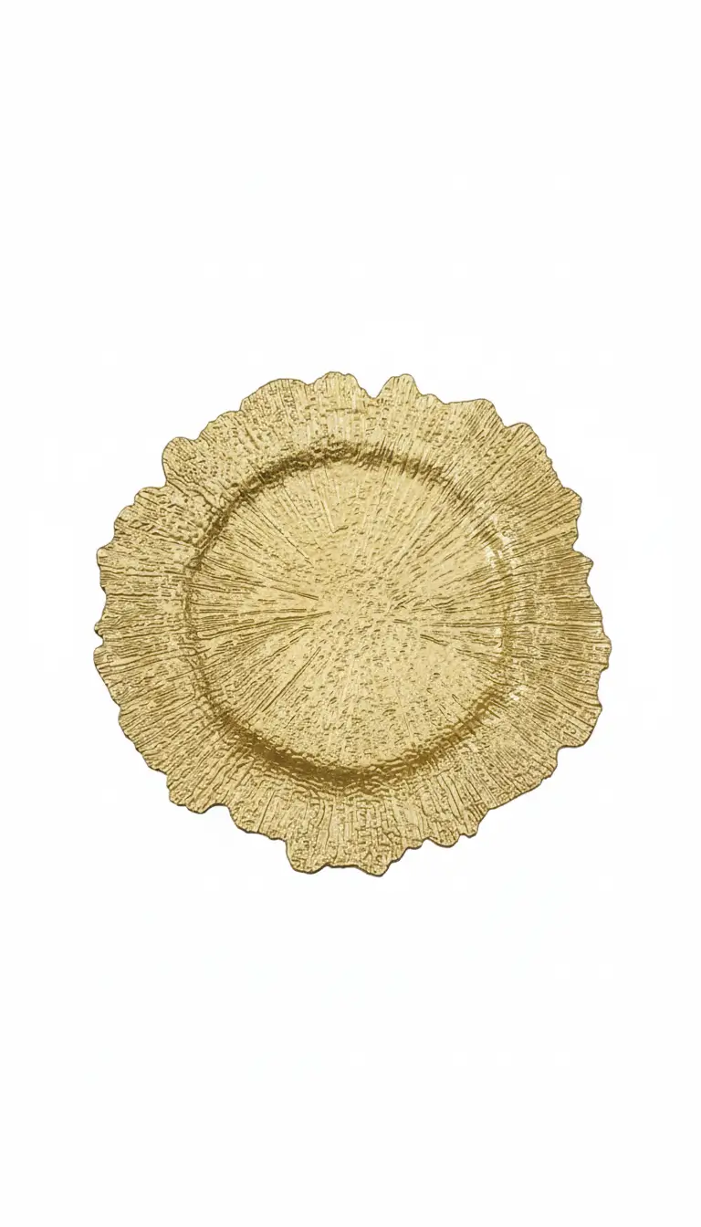 Gold reef charger plate rental for upscale weddings in Chicago suburbs