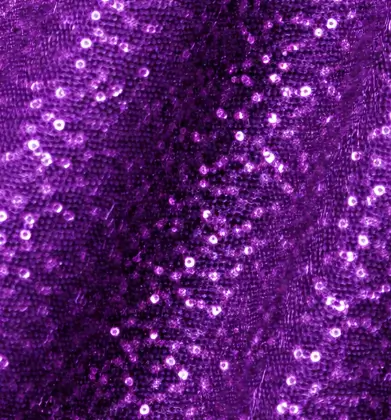 Purple sequin tablecloth rental for quinceañeras and galas in Chicagoland
