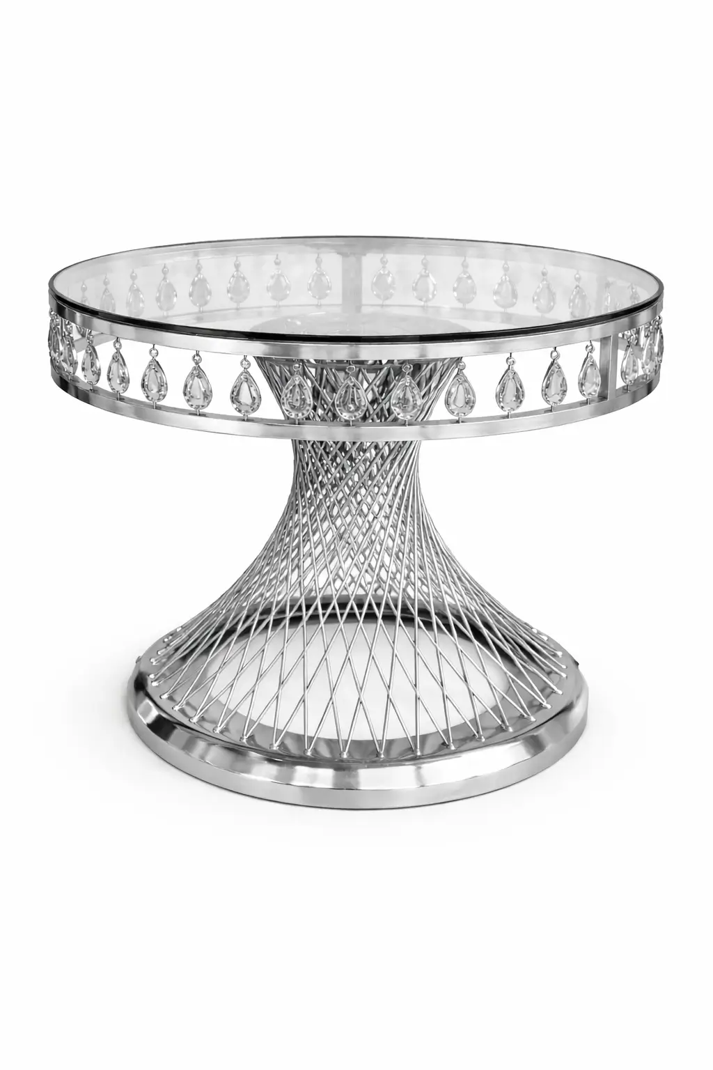 Silver diamond cake table rental for weddings and formal events in Chicago suburbs
