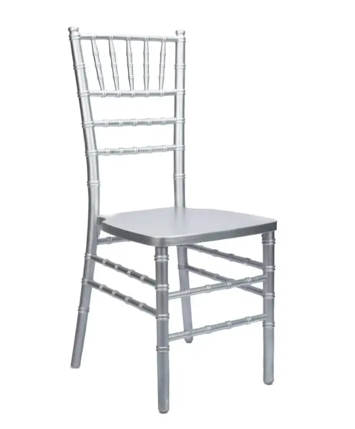 Silver Chiavari chair rentals for formal events and weddings in Chicago suburbs