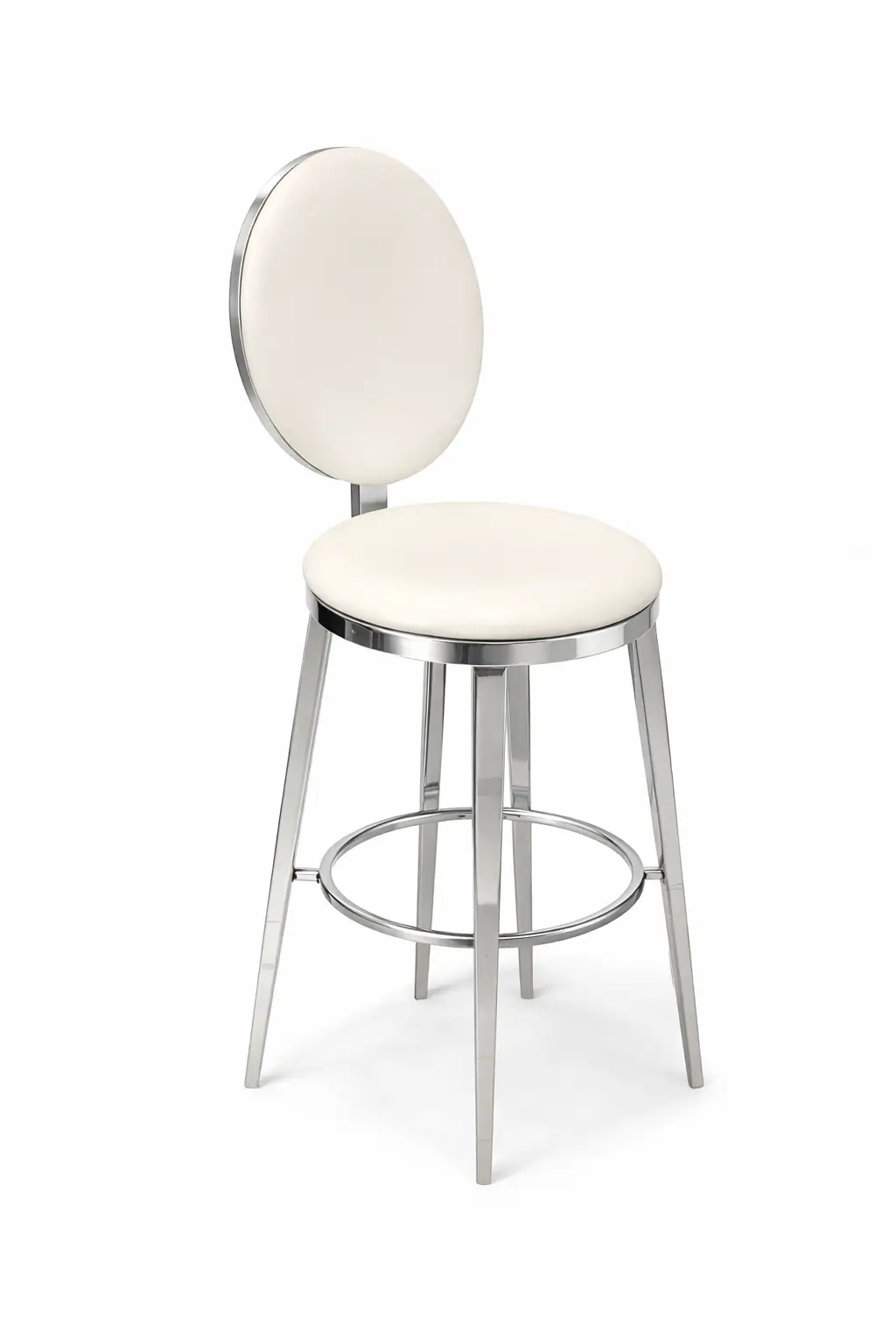 Silver O-back cushion bar stool rentals for weddings and private events in Chicagoland