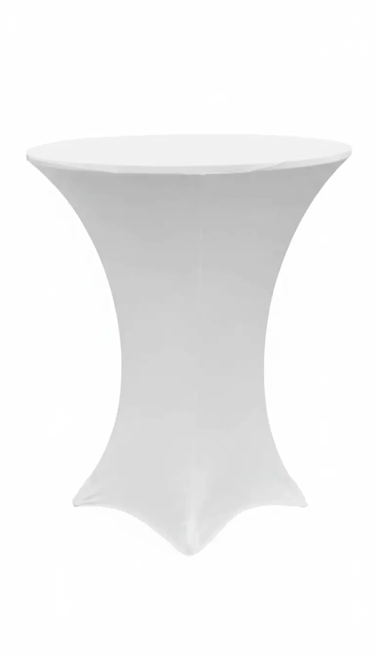 Spandex cocktail table cover rentals for weddings and events in Chicagoland and Northwest Indiana