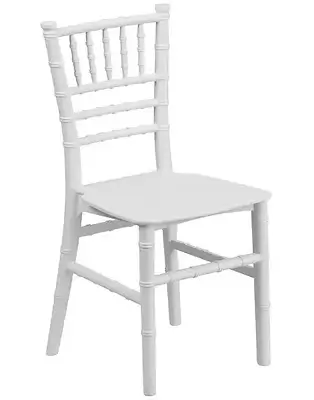White Chiavari kids chair rentals for weddings and family events in Chicagoland and Northwest Indiana