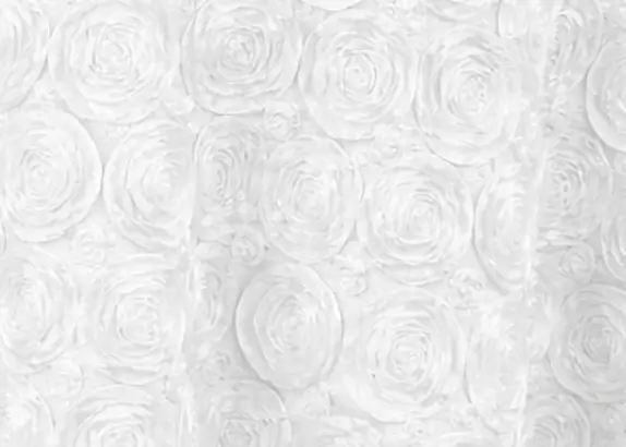 White satin rosette tablecloth rental for weddings in Chicago suburbs
