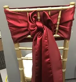 Satin bow top middle wrap chair sash rental for galas in Chicagoland
