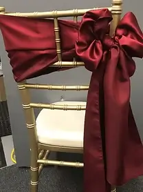 Satin bow top side crossover chair sash rental for weddings in Northwest Indiana