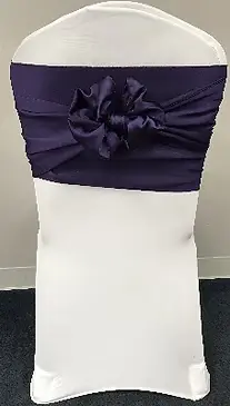 Satin butterfly with bow chair sash rental for galas in Chicago suburbs
