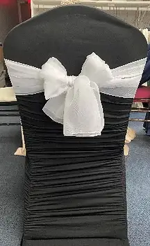 Chiffon bow chair sash rental for weddings in Northwest Indiana