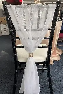 Chiffon flip over mesh chair sash rental for formal events in Chicago suburbs