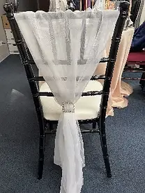 Chiffon flip over buckle chair sash rental for weddings in Chicagoland