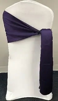 Satin flip on side chair sash rental for banquets in Chicago suburbs