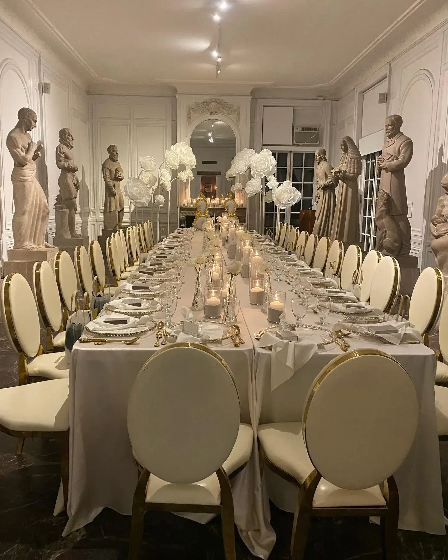 Gold chair and floral decor rentals for events in Aurora Joliet Chicago IL