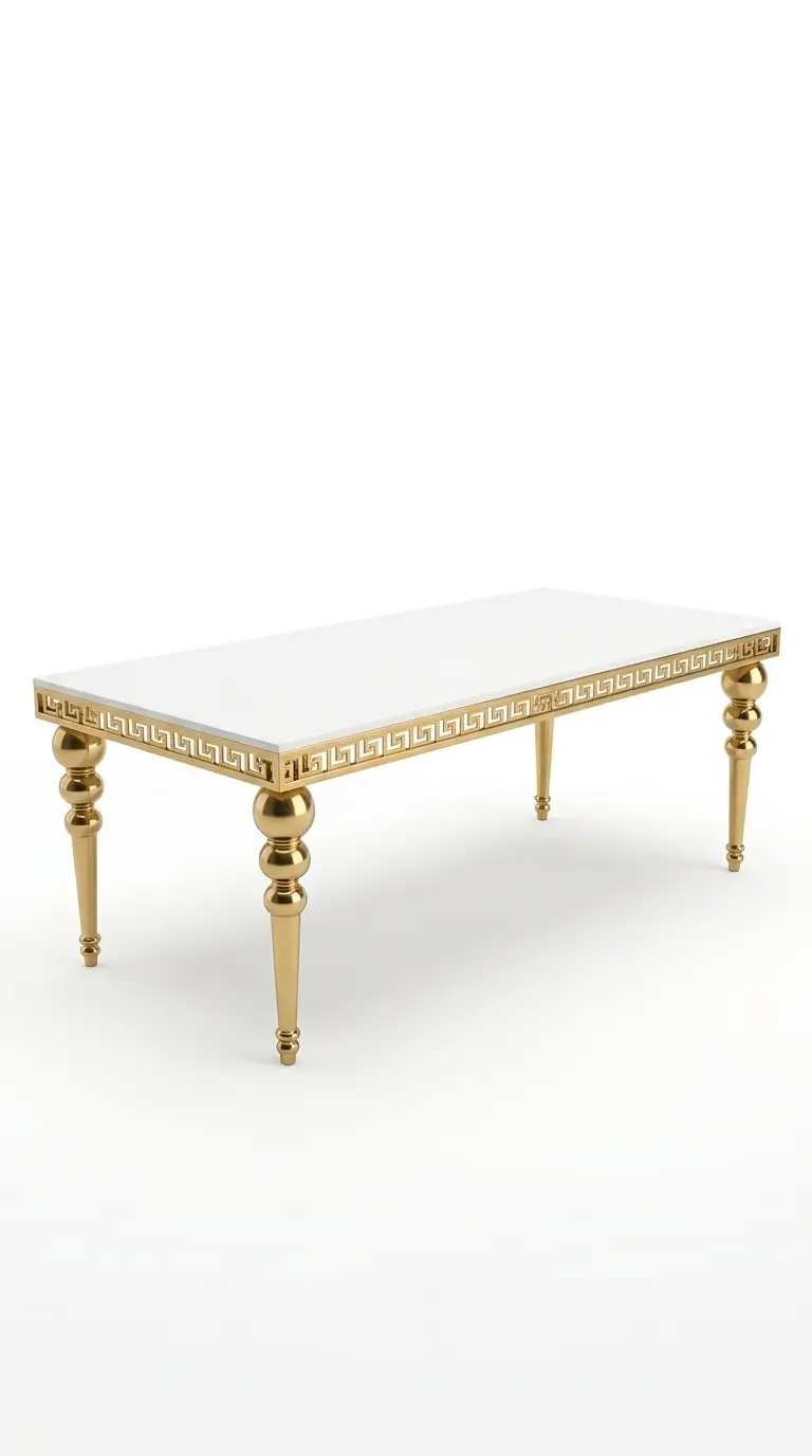 Gold rectangular modern table rental in 6 and 8 foot sizes for weddings in Northwest Indiana