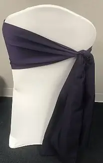 Satin knot on side chair sash rental for events in Northwest Indiana