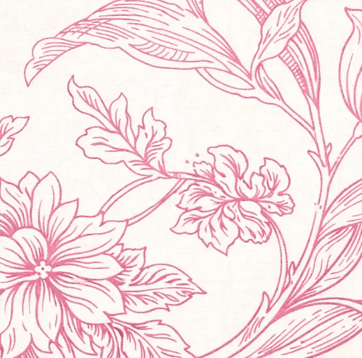 Pink French toile botanical tablecloth rental for bridal showers and weddings in Chicagoland