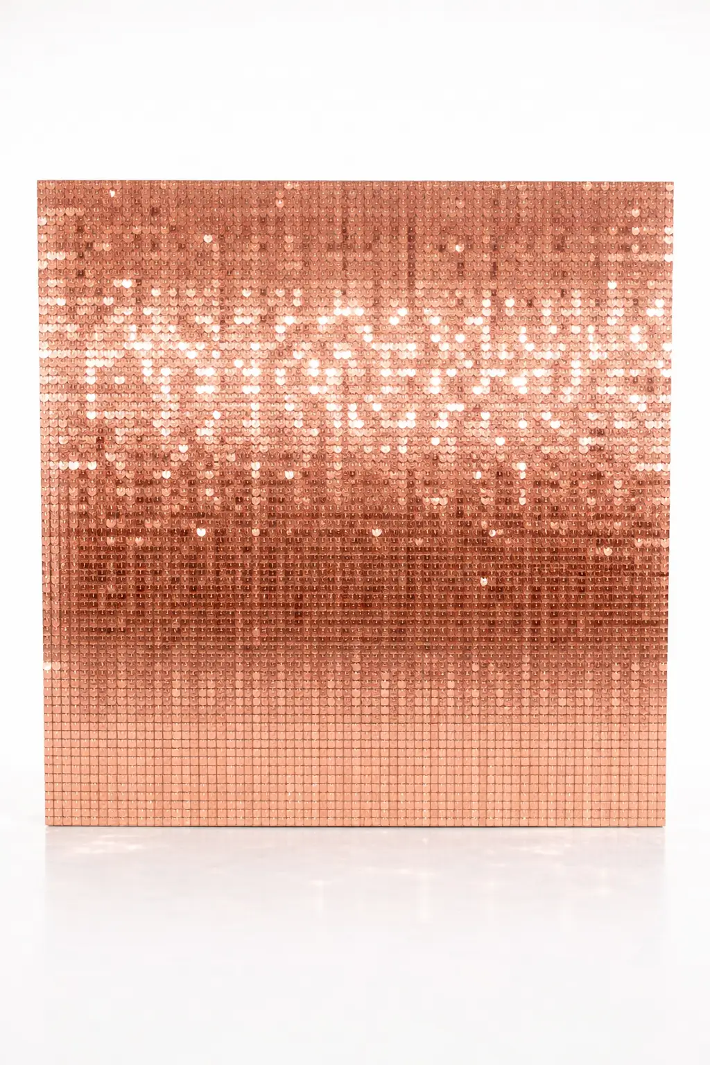 Rose gold shimmer wall backdrop rental for weddings and celebrations in Northwest Indiana
