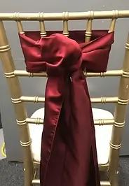 Satin rose top middle chair sash rental for weddings in Chicago suburbs