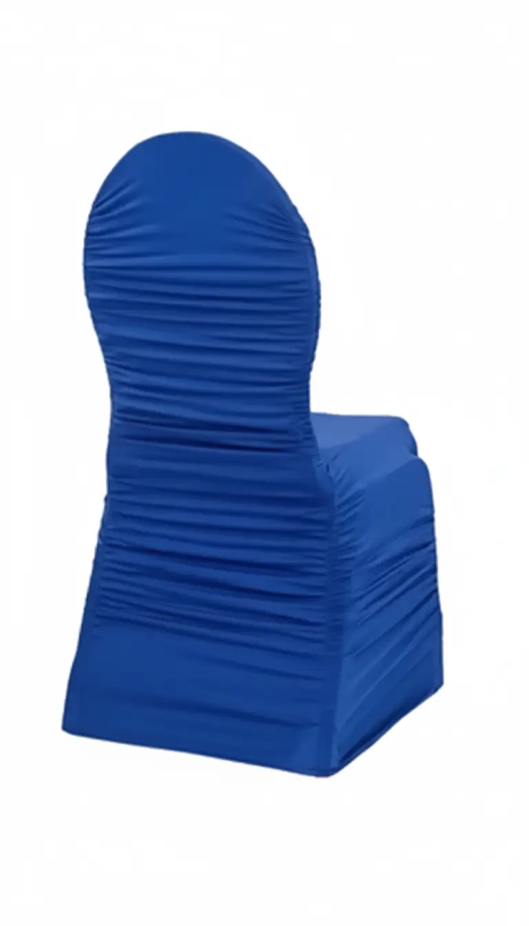 Royal blue ruched chair cover rentals for weddings and celebrations in Northwest Indiana