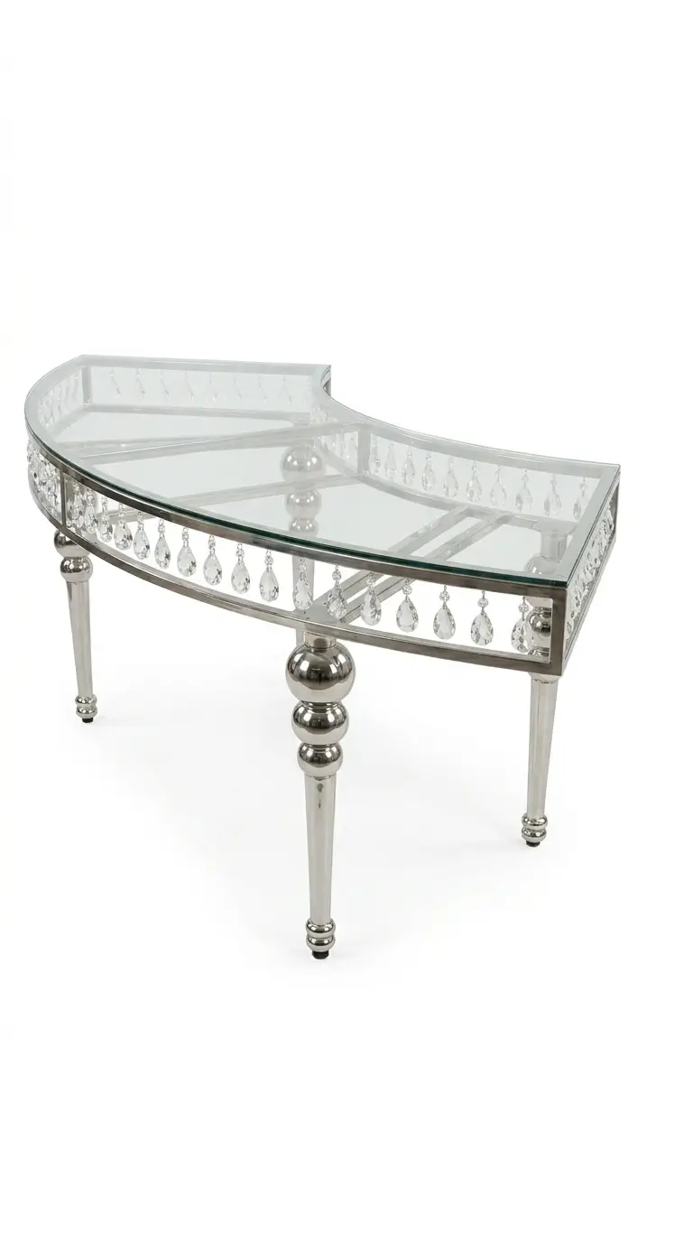 Silver serpentine modern table rental for wedding head tables in Chicago suburbs