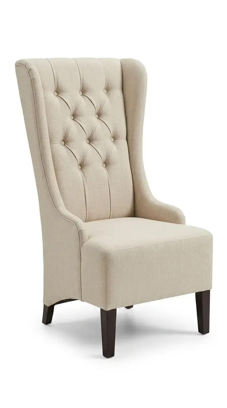 Tall suede wingback chair rental for events in Chicagoland & Northwest Indiana