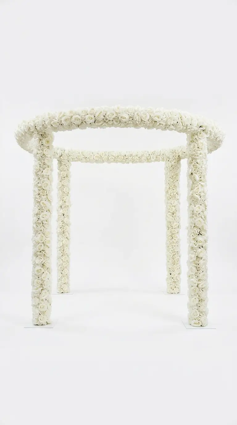 White floral canopy structure rental for weddings and upscale events in Chicagoland