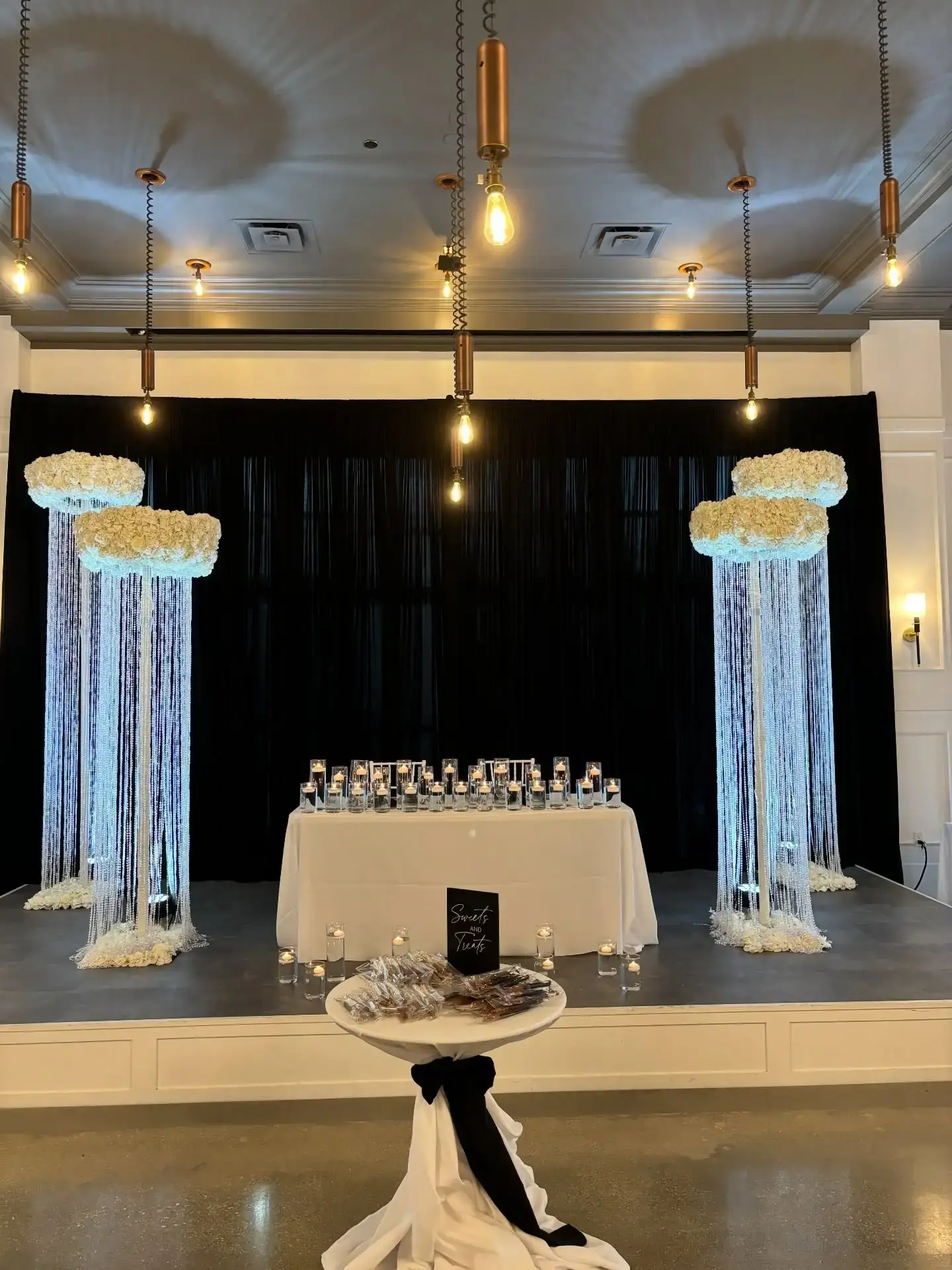 Head table backdrop design rental for weddings Chicagoland IL