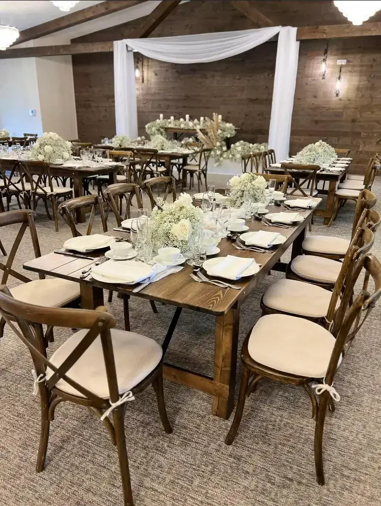 Rustic wedding reception setup by M&M Event Planners serving Naperville and Orland Park IL