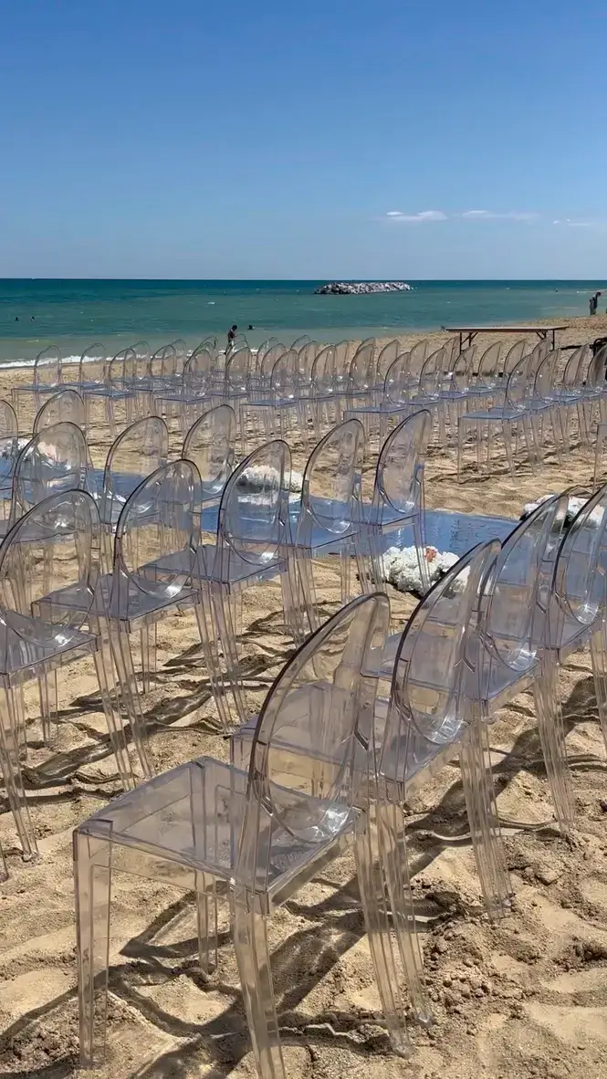 Beach wedding ceremony chair rentals by M&M Event Planners Chicagoland