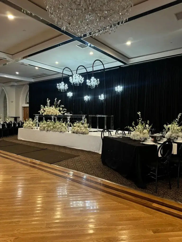 Chandelier backdrop rental for weddings in Chicagoland and Northwest Indiana