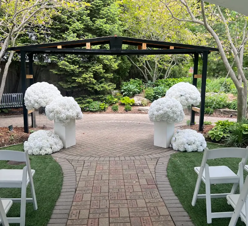 White pedestal floral decor rental for weddings and events Chicagoland IL